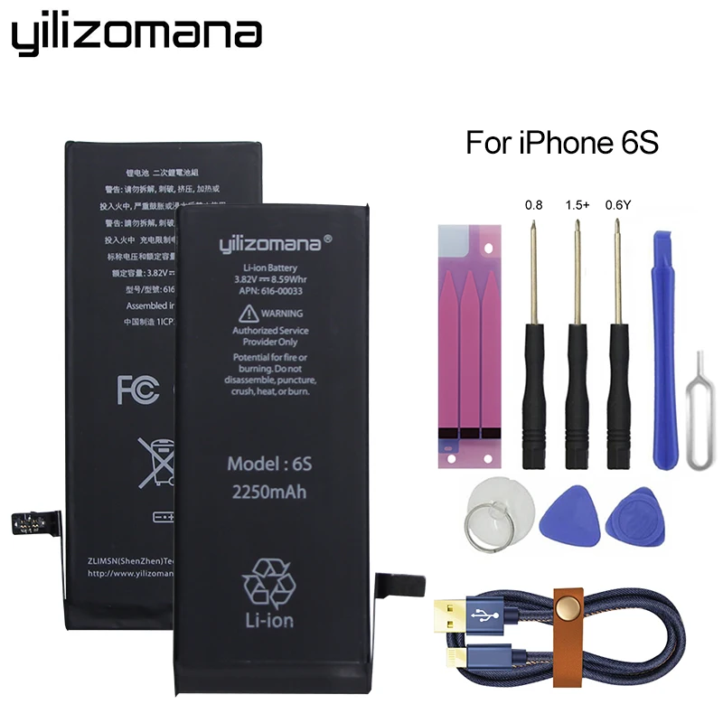 

YILIZOMANA Phone Battery For iPhone 6s iPhone6s High Capacity 2250mAh Phone Batteries With Retail Package Free Tools In Stock