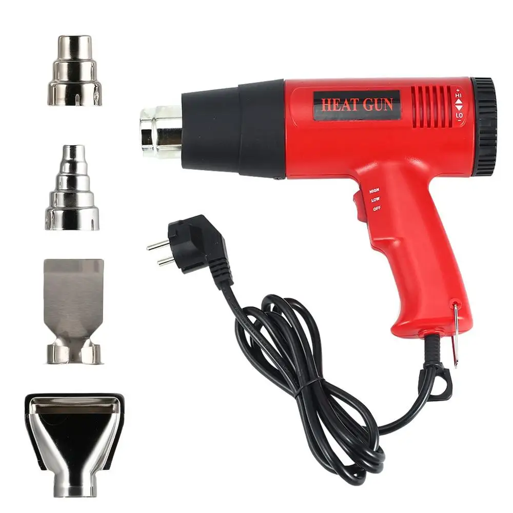 866B 1800W Electric Hot Air Heat Gun Temperature Fan Adjustable Shrink Wrap Paint Stripper Soldering Rework DIY Tool+ Nozzle - Цвет: Красный