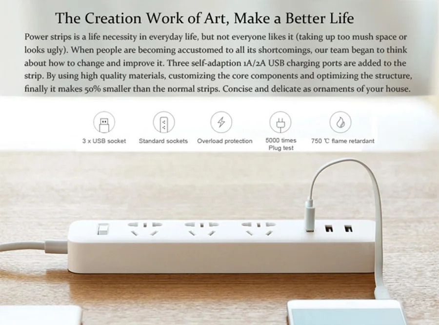 XiaoMi 3 Mi смарт-разъем адаптационный блок питания с 3 USB удлинителем стандартный штекер 1/2A 3 гнезда для телефона планшета ПК