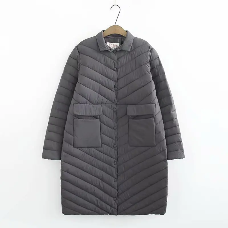 Le Coréenne rembourré Noir Coton Noir rouge Vêtements Vers Hiver Col Manteau Épaississement Lâche Parkas Coton Roulé Bas Outwear gris Long z4qWwAf