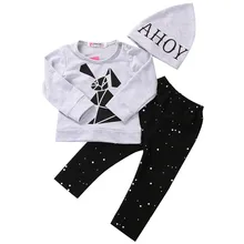 3pcs New Toddler Baby Boy Girl Rabbit Long Sleeve Hooded Sweatshirt Pants Hat Outfits Set