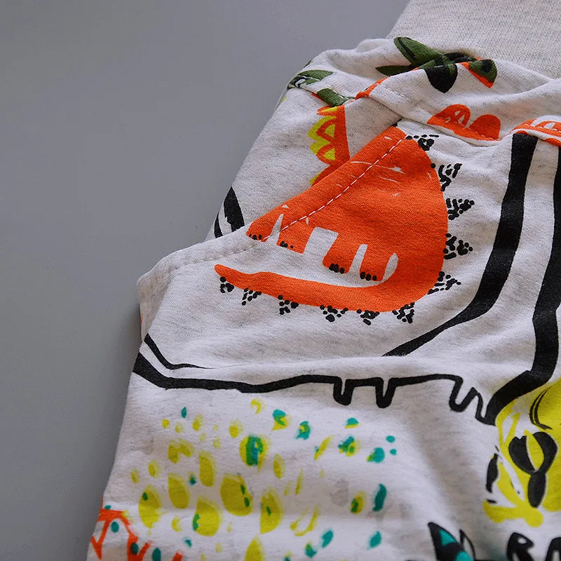 Новое поступление года; комплект одежды с принтом динозавра для маленьких мальчиков комплекты детской одежды толстовка на молнии+ футболка с длинными рукавами+ брюки