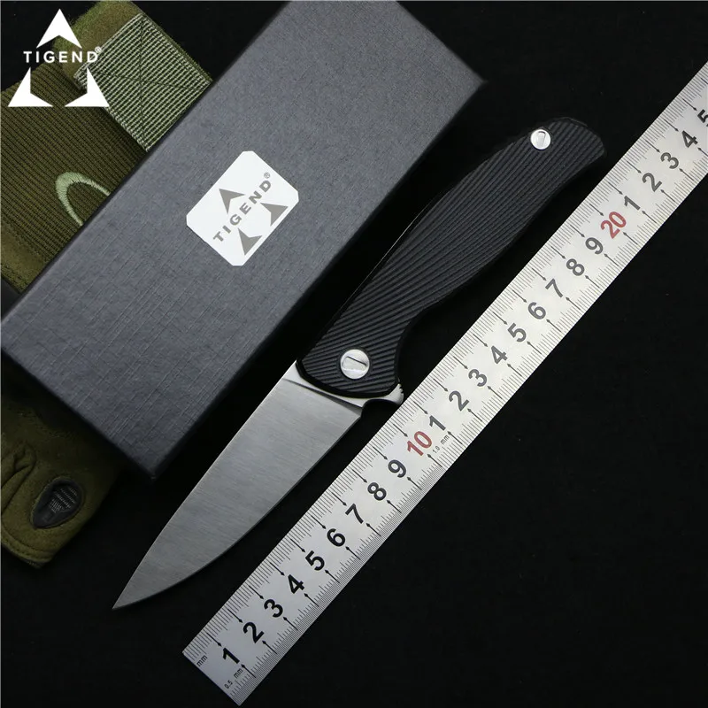 TIGEND Hati 95 Flipper folding knife D2 blade G10 + steel handle camping hunting outdoor survival pocket Kitchen knives edc tool TIGEND Hati 95 Flipper folding knife D2 blade G10 + steel handle camping hunting outdoor survival pocket Kitchen knives edc tool