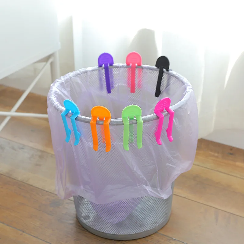 

5PCS Plastic Kitchen Cabinets Storage Clips Trash Can Clamp Garbage Bag Clip Fixed Waste Bin Bag Holder Rubbish Clips Hanging