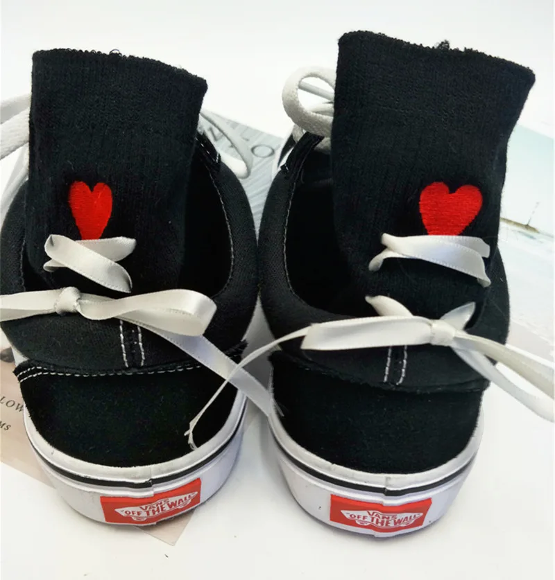 BKLD 1 пара новых милых носков женские мягкие хлопковые носки с рисунком красного сердца Повседневные носки модные стильные носки с бантом
