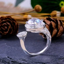 Huitan-bague de mariage en pierre CZ ajustable, anneau pour femmes, bijou de mode brillant plaqué argent, pour anniversaire redimensionnable