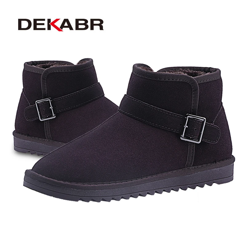 Scarpe Stivali Suede Inverno alla 47 Genuine caffè Breve Donna ~ da Peluche Nero Dekabr neve caviglia Plus 35 Cinturino Size cammello grigio Cow Marca calde fibbia nCw85wxZ