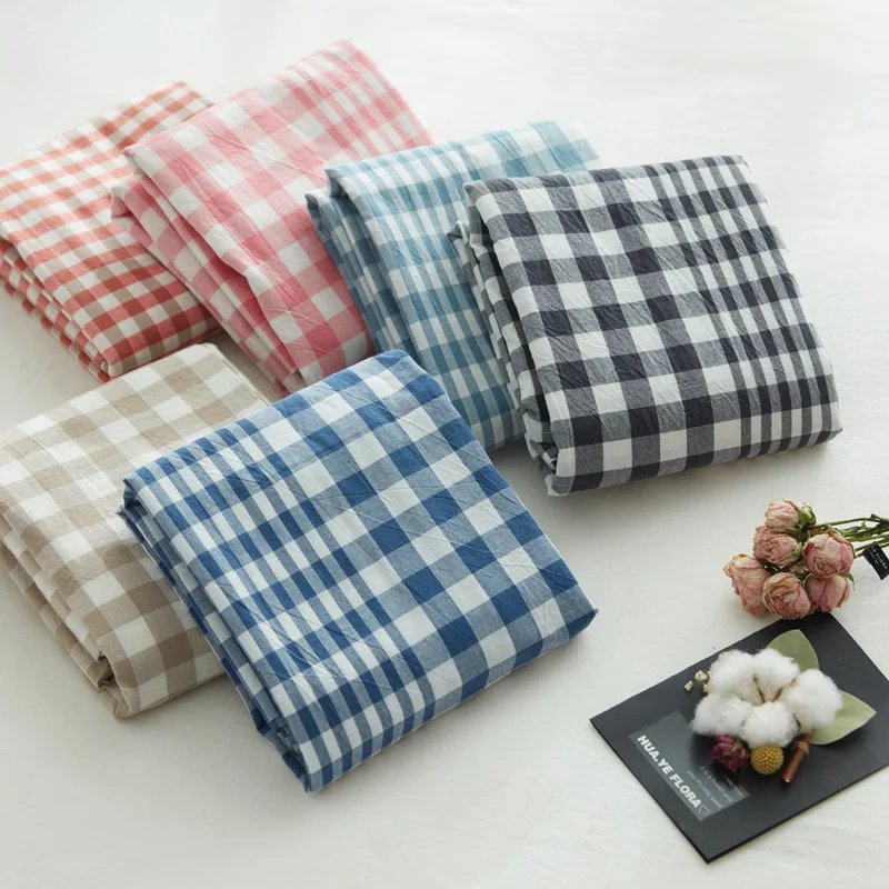 Washed Cotton Striped Printing Sheet Mattress Cover With Elastic Band Simple Comfortable Bedding Linens Home Textile | Дом и сад