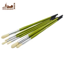 Zhouxinxing 12 шт. Книги по искусству ist круглая голова свиной щетины деревянная ручка, акварель акрил, масло Краски Кисточки комплект Краски ing Книги по искусству поставки