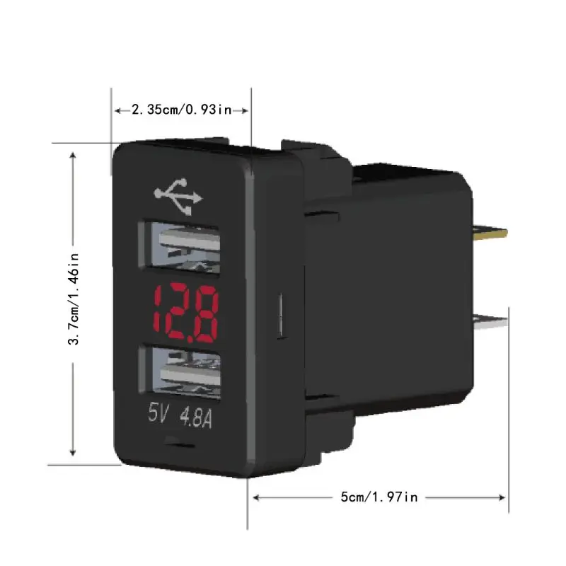 2.4A المزدوج USB شاحن سيارة 12 V-24 V 37x23mm LED الفولتميتر لهوندا الهاتف المحمول