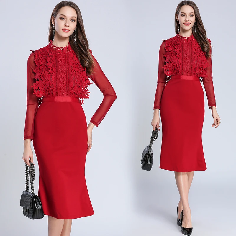Осень Длинные рукава рыбий хвост облегающее платье Vestidos Casuales Mujer 2021 женские