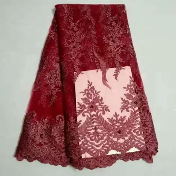 

New african Net lace Nigeria beaded lace fabric high quality latest african Tulle lace 2019 french lace fabric 5yards/lot