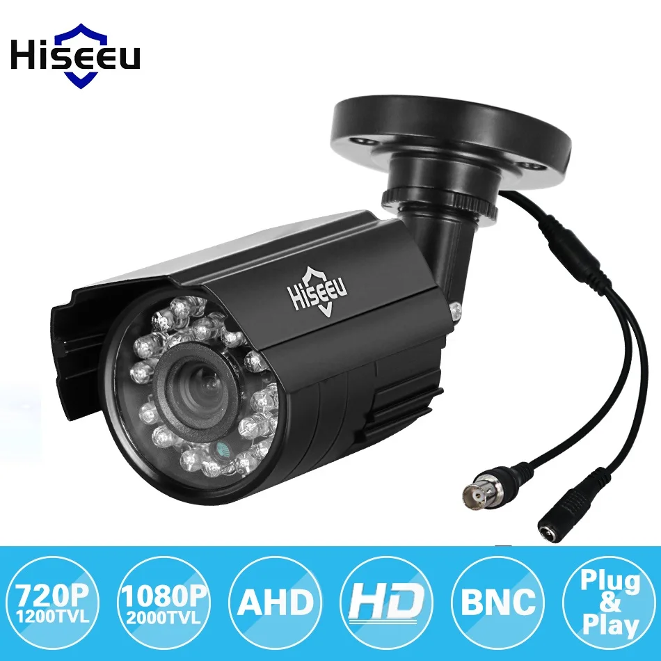 Hiseeu 720P 1080P AHD Camera Metal Case Outdoor Waterproof Bullet CCTV Camera Surveillance Camera for cctv DVR system Security