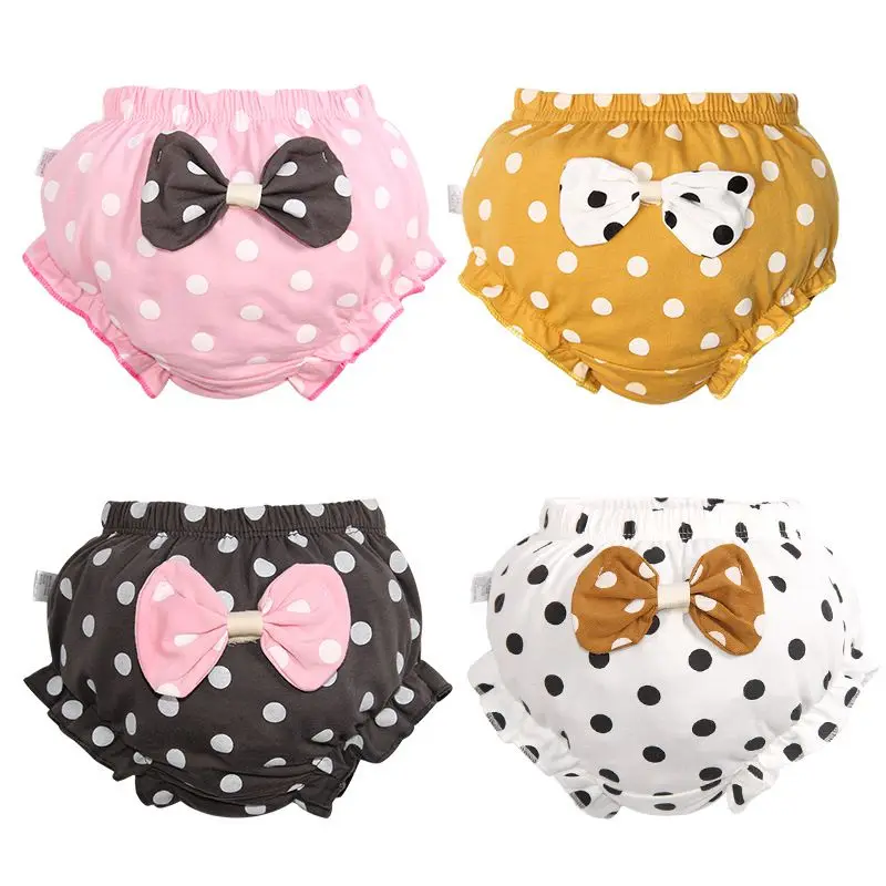 

Baby Toddler Girl Panties Cotton Cute Breathable Soft Striped Dot Print Underwear Panties Briefs with Bowknot
