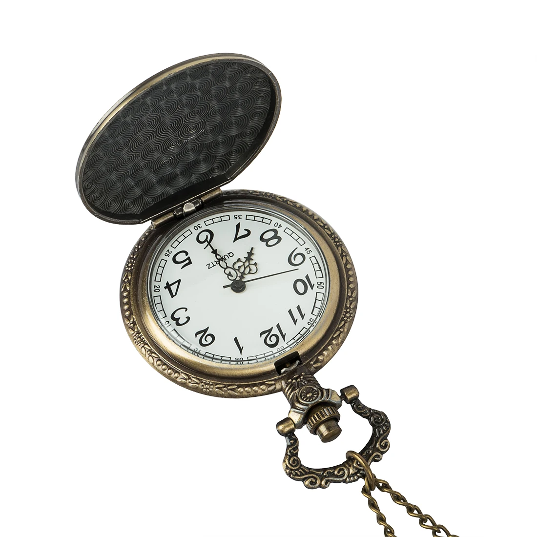 Роскошные стимпанк золото бронза Механические карманные часы с FOB цепи ручной Ветер Скелет Полые для мужчин женщин подарок