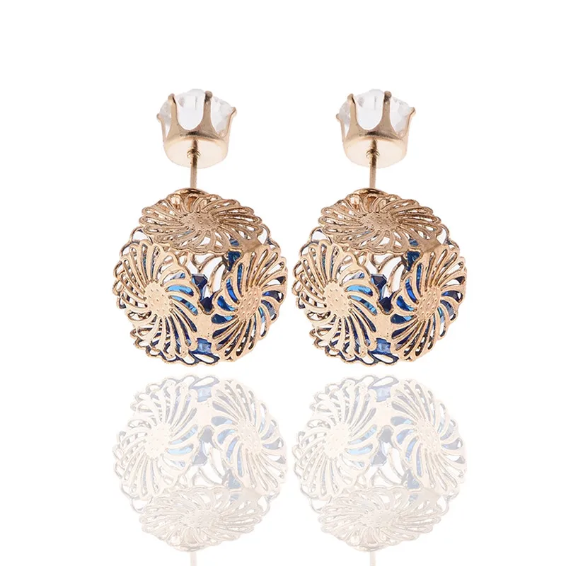 

1 Pair 6 Colors Flower Ball Shaped Stud Earrings Fashion Ears Piercing Wedding Party Women Jewelry Accessories
