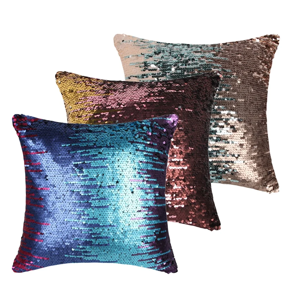 New Sequins Cushion Mermaid Sequin Pillow Case Magical Color Changing Home Decor Throw Pillow