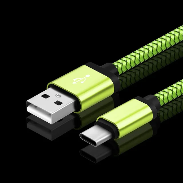 0,25 м 1 м 2 м 3 м кабель usb type C кабель для зарядки USB C кабель для samsung Galaxy A3 A5 A7 A8 A9 S10 S9 S8 A8s - Цвет: Зеленый