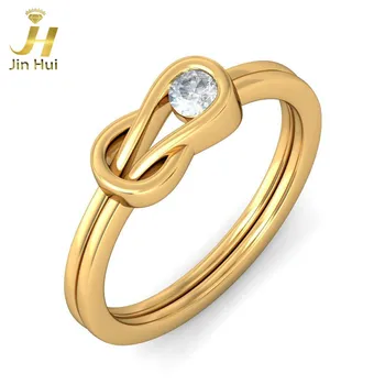 

Jinhui Women The Drihas Ring Solid 18K Yellow 750 Gold 0.11CT Natural Diamond Jewelry Free Engraving