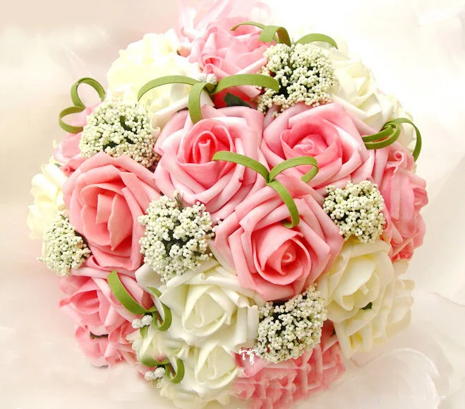 

Bride holding flowers, New arrival Romantic Wedding Colorful Bride 's Bouquet,red pink blue and purple bridal bouquets