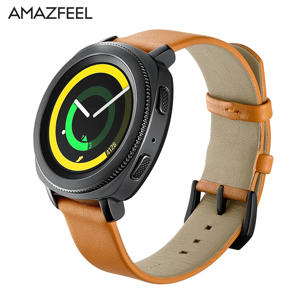 Ремешок из натуральной кожи для Samsung Gear Sport S4 S2 Classic Amazfit BIP Youth спортивный