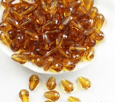 

8*11mm Brown Color Crystal Beads Teardrop Shape Faceted Pendant Needlework Jewelry Earring Necklace Bracelet Sewing Accessories
