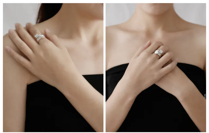 Uglyless реального S990 серебро ювелирных украшений для Для женщин Персонализированные Геометрическая широкие кольца хлопья Круглый