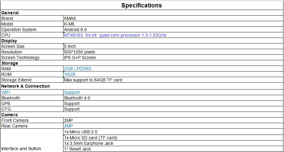 KMAX 8 дюймов wifi android планшетный ПК 2 Гб 16 Гб четырехъядерный HD ips lcd 32 Гб TF карта bluetooth планшеты ПК 8 7 10 Заводская дешевая