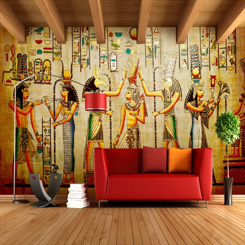 Пользовательские 3D Обои фреска гостиная диван фон Настенная роспись Европейский ретро живопись египетский фараон фото обои покрытия