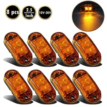 Lâmpada Led âmbar 2.5 “2 Diodo Oval Apuramento Marcador Lateral Do Caminhão Reboque Do Barco Luz