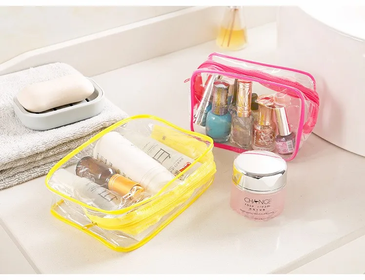 Clear Makeup Bag Beautician Cosmetic Bag Transparent PVC Bags Travel Organizer Beauty Case Toiletry Bag Make Up Pouch Wash Bags