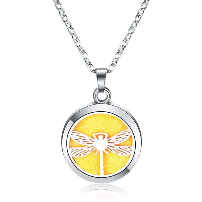 

Dragonfly Pattern Aroma Locket Pendant Necklace 316L Magnetic Aromatherapy Essential Oil Diffuser Perfume Locket Pendant Jewelry