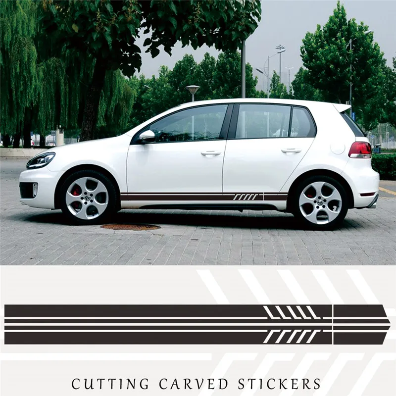 

2pcs Racing Car Striped Vinyl Body Sticker Car Body Racing Side Door Long Stripe Stickers Auto Vinyl Decal Car Decals