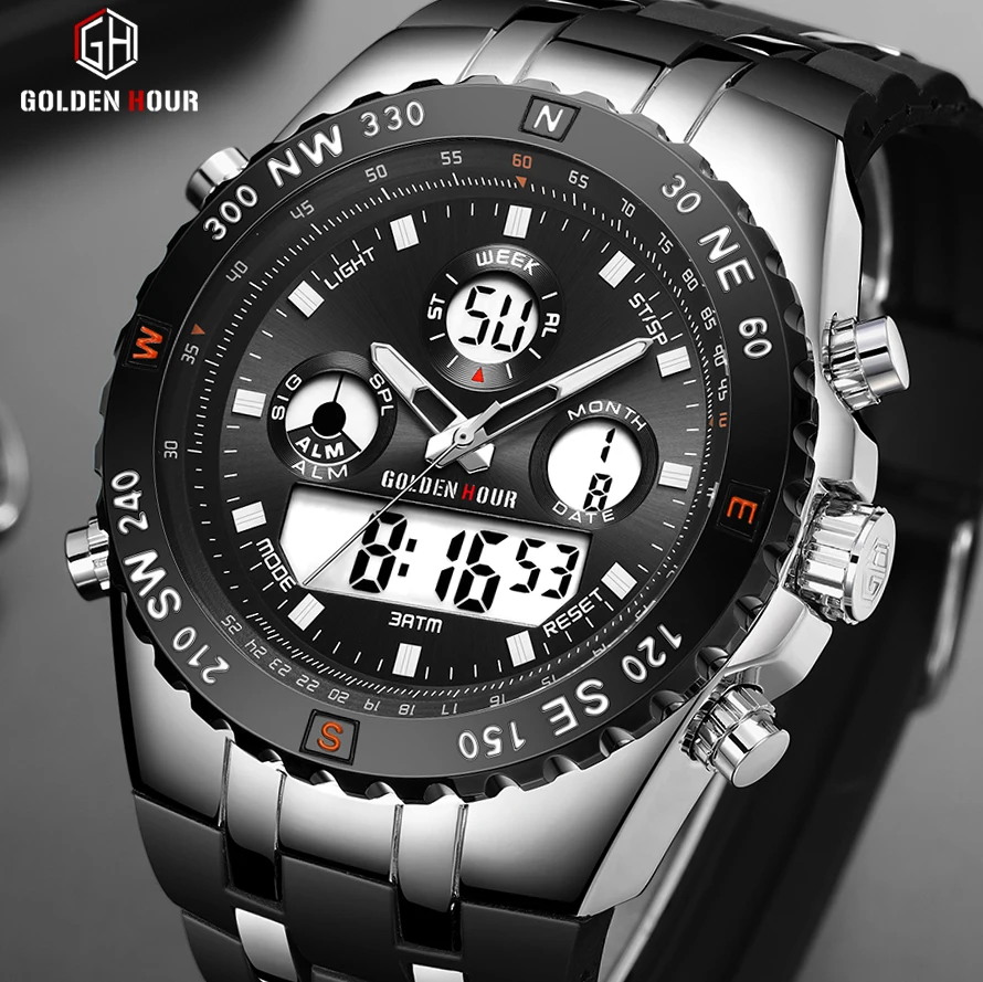 Мужские наручные часы Reloj Hombre GOLDENHOUR модель 124 спортивные автоматические военные