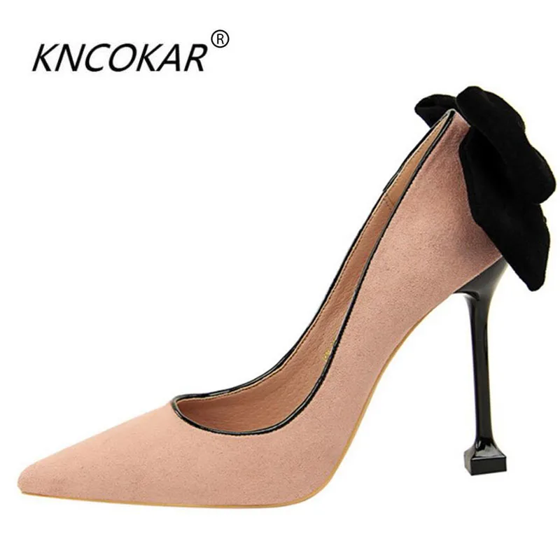 

KNCOKARSexy and slim high-heeled shoes for women a narrow heel with a high heel and a light flannelette Pointy bow single