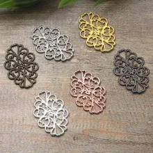 22x32 мм винтажное резное плоское цветочное обертывание звенья европейские Подвески заколка для волос бу Yao аксессуары DIY фурнитура многоцветное покрытие