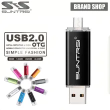 Suntrsi USB Flash Drive 64GB Metal OTG Pendrive External Storage Pen Drive Micro USB for Smart Phone USB Stick Flash Drive Stick