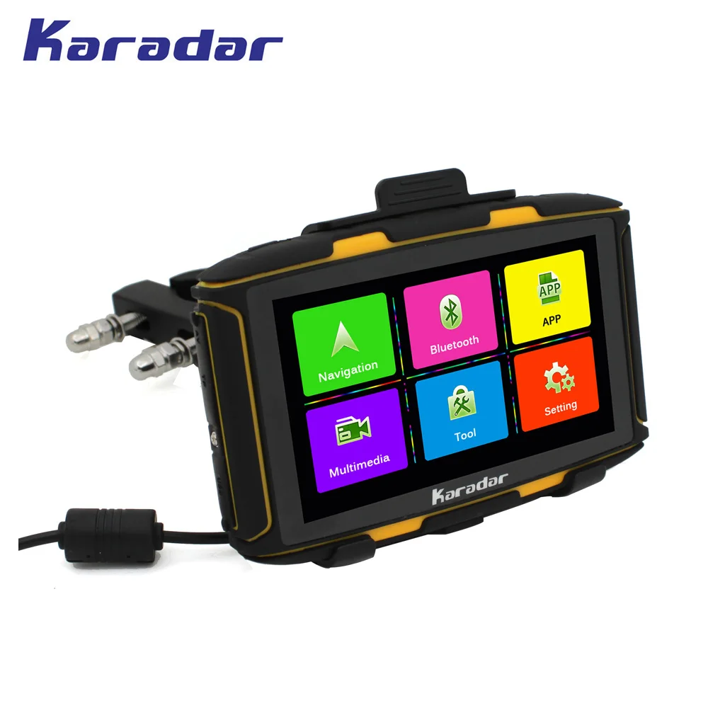 KARADAR Водонепроницаемый IPX6 Автомобильный gps навигатор 1 г ram Bluetooth 4,0 wifi ips 854*480 экран Android 4.4.3 загружен google APP