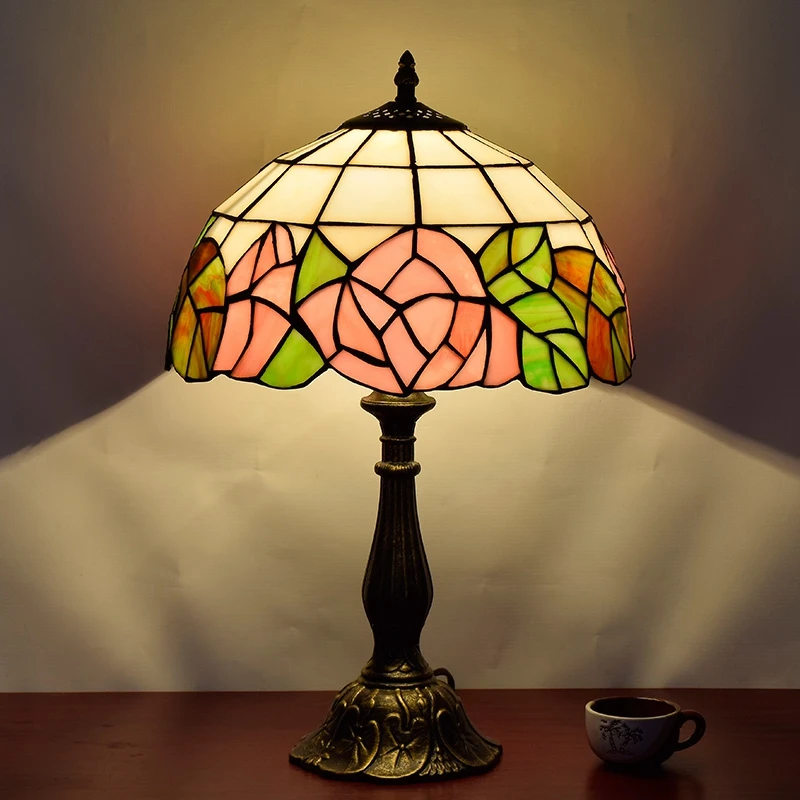 Eusolis 12 inch Mosaic Stained Glass Table Lamp Home Deco Bedside Lamps