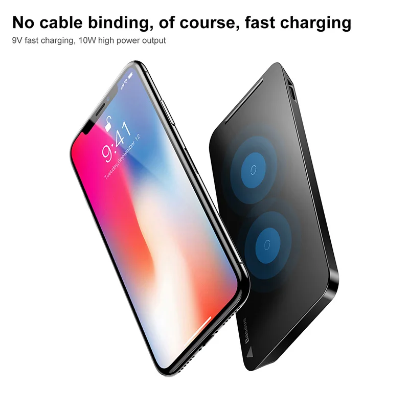 Cena Baseus 10W bezprzewodowa ładowarka Qi dla iPhone X XS Max XR Samsung S9 S8 uwaga 9 szybka Qi bezprzewodowa bezpieczna ładowarka biurkowa podstawka ładująca