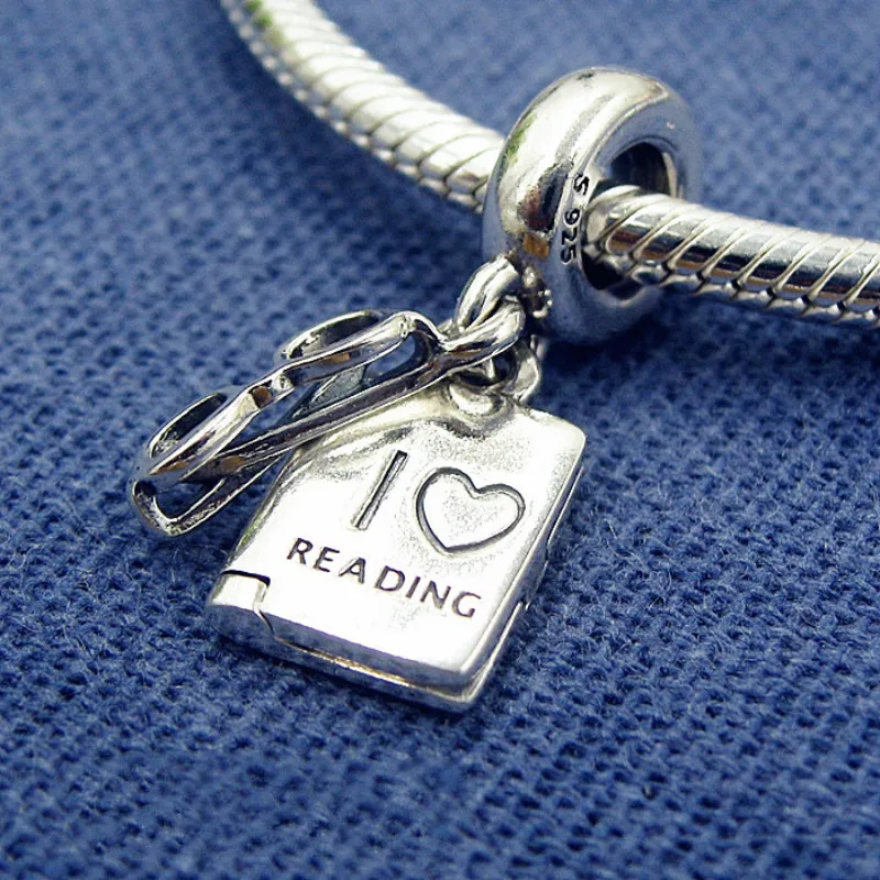 I Love Reading colgante Charms 100% plata esterlina 925 joyas gafas libro cuentas colgantes se adapta a fabricación de Pandora|Cuentas| AliExpress