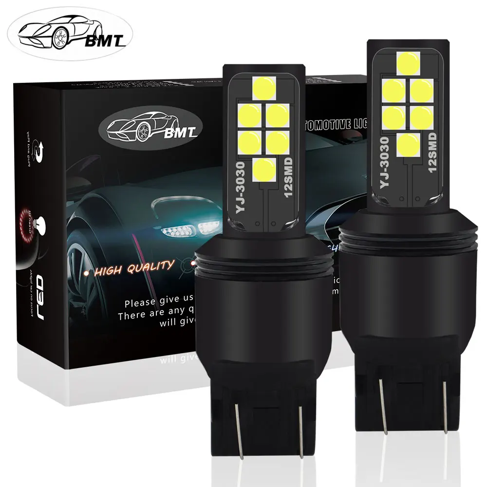 

BMT T20 W21/5W W21 5W 7443 Car LED Light Turn Signal Lamp Brake Reverse Tail DRL Light Auto led 12V Car White Amber Red 1400LM