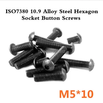 

100pcs/lot ISO7380 M5*10 Grade10.9 Alloy Steel Hexagon Socket Button Screws
