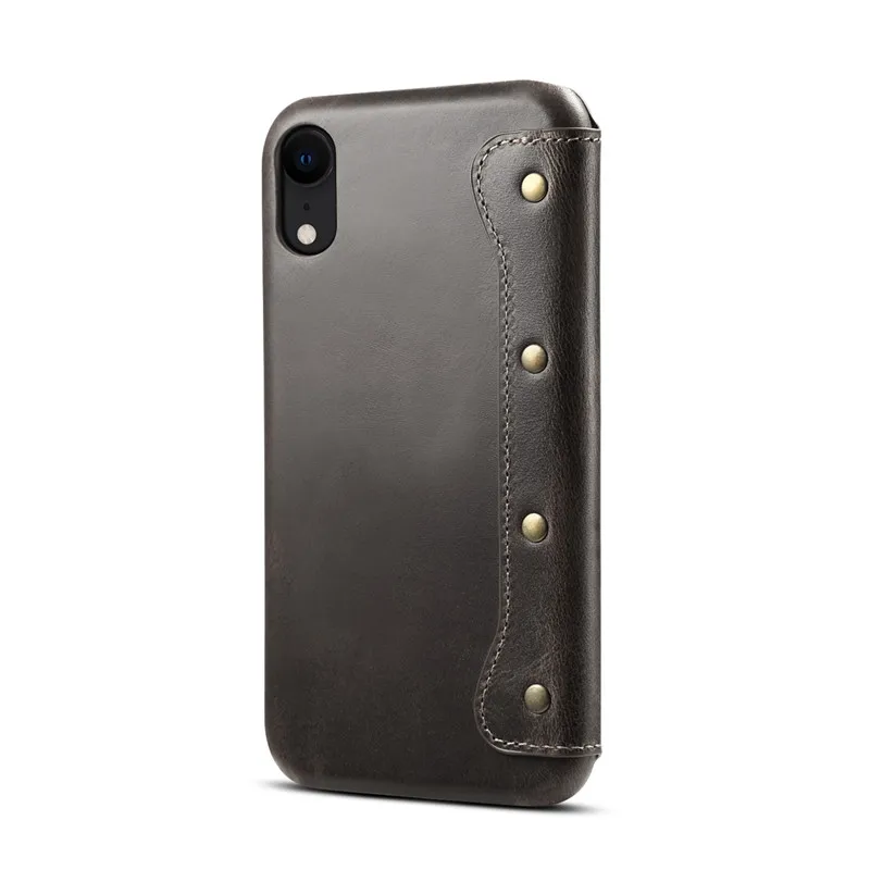 Роскошный флип-чехол для телефона из натуральной кожи для iPhone X XS Max XR 10 Чехол-кошелек с отделениями для карт сумка-чехол для iPhone 8 7 6 6S Plus Capa - Цвет: Черный