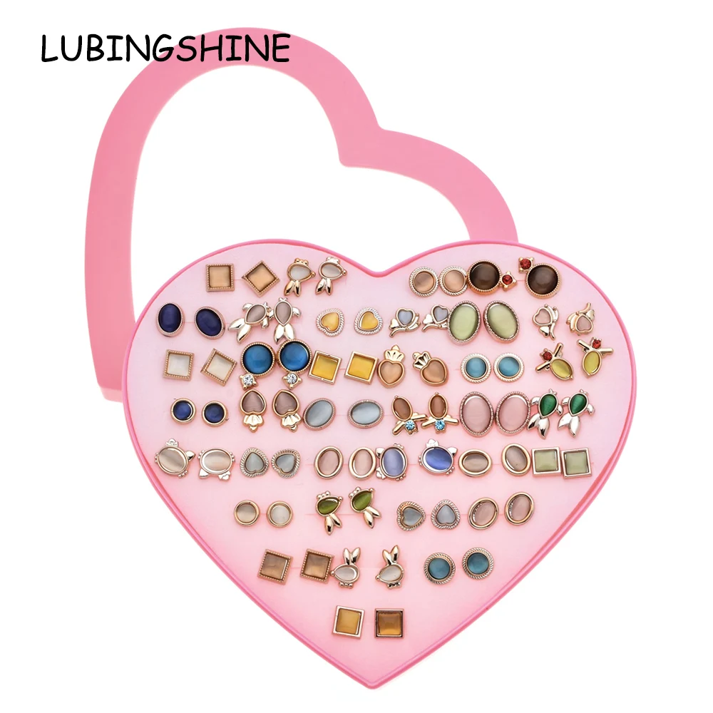 

LUBINGSHINE Gold Color Women 36 pairs of Stud Earrings Sets Child Girls Small Animal Heart Earring Party Birthday Jewelry Gift