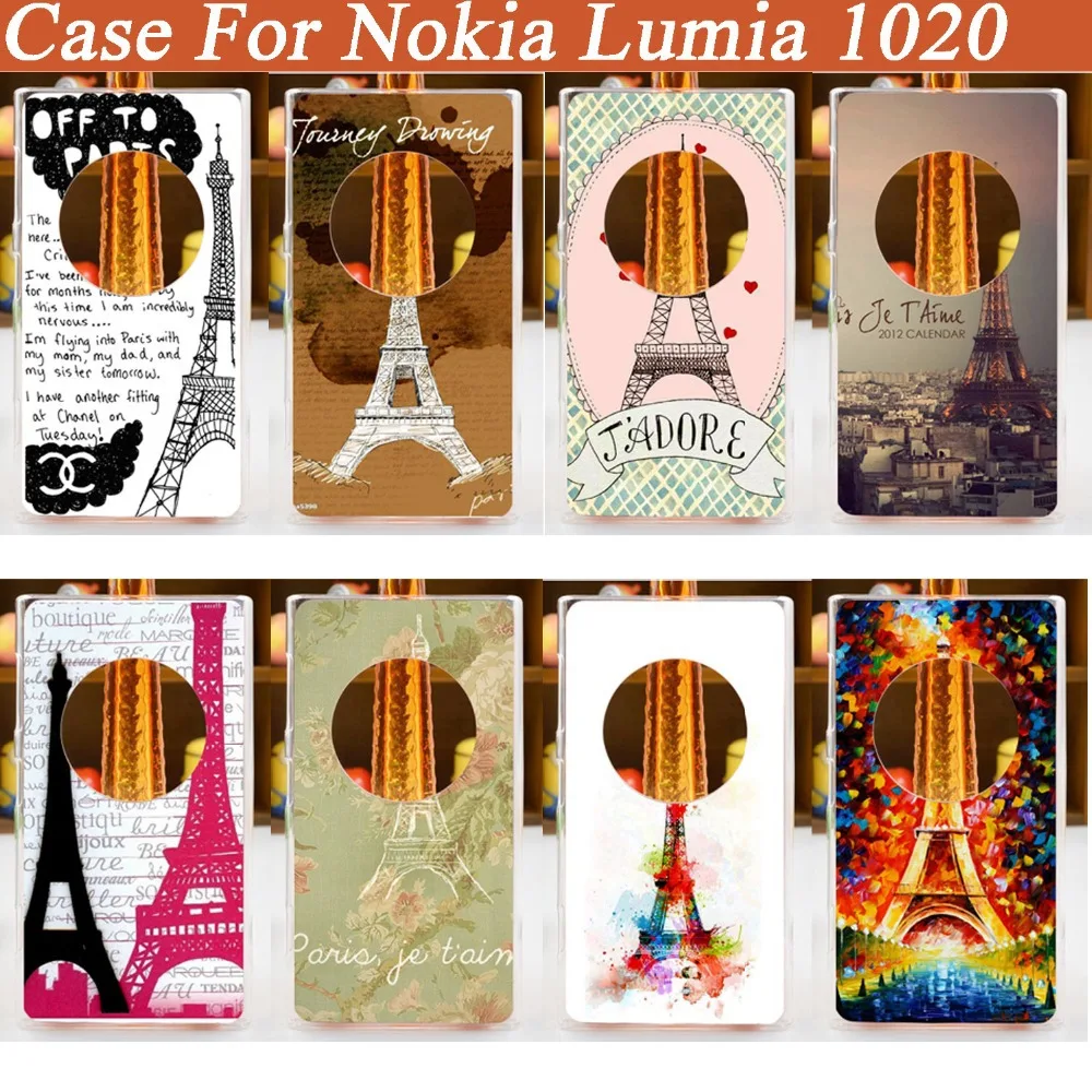 

Hot Painting Hard Case For Nokia lumia 1020 Mobile Phone DIY Eiffel Tower Cases Plastic Back Protective Cover