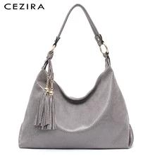 CEZIRA брендовые сумки на плечо для дам мягкие сумки Хобо со змеиным узором женские сумки через плечо с кисточками модные веганские кожаные сумки