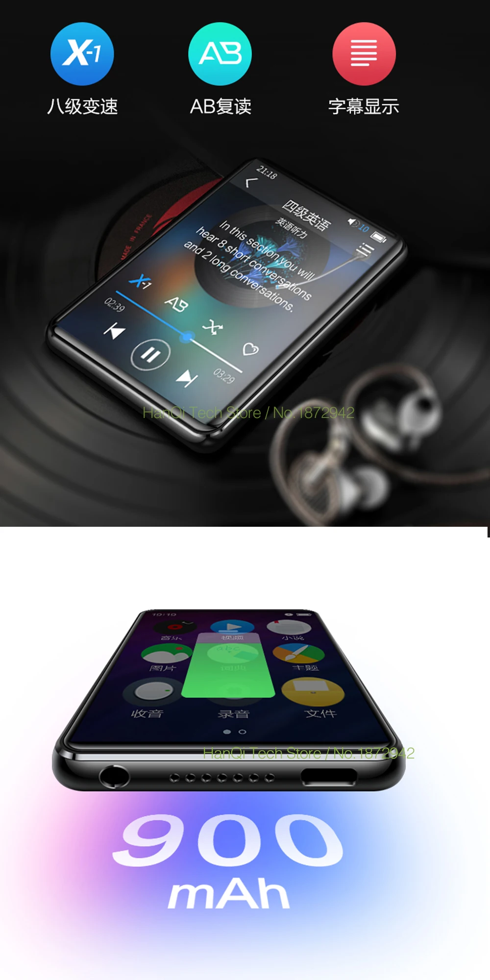 Leitor de música completo 4 gb 8
