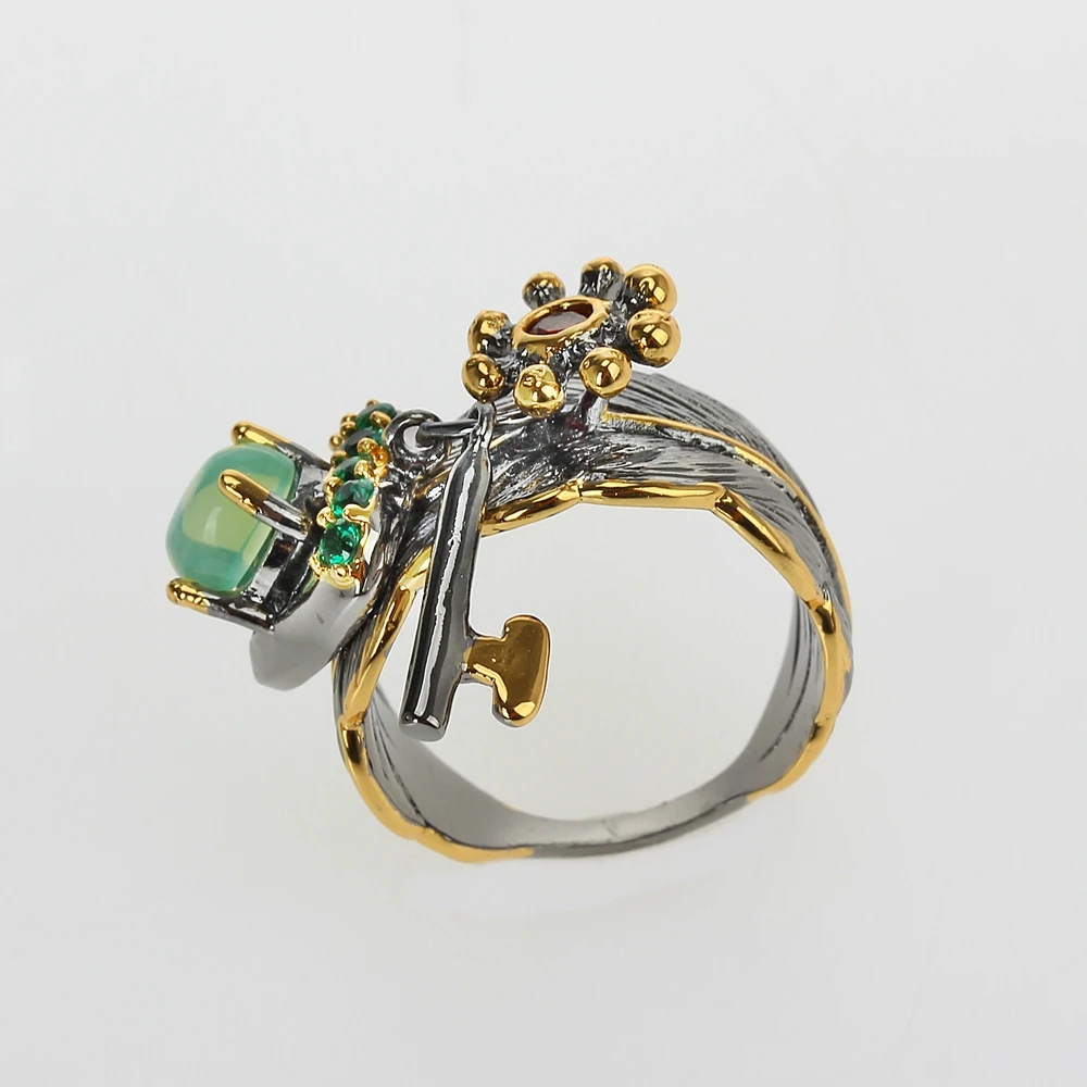 WA11671 key charms women wedding rings black gold blue opal (7)