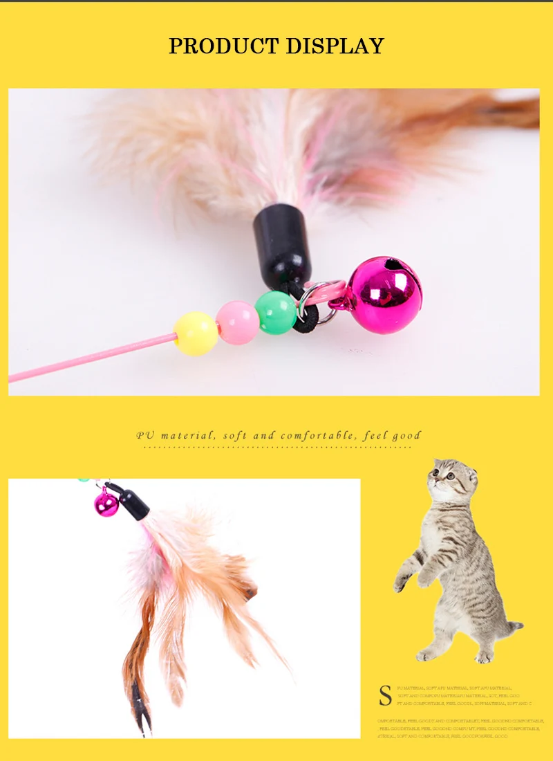 Игрушки для кошек кошка палочка-Дразнилка с перьями бусы-колокольчики ручка уловителя интерактивная обучающая игрушка котенок тренажер товары для домашних животных